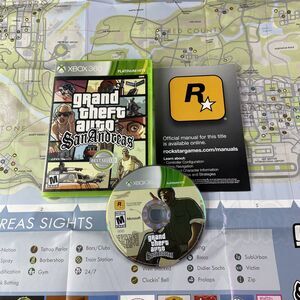 Grand Theft Auto San Andreas (Xbox 360, 2015) Platinum Hits Complete with Map